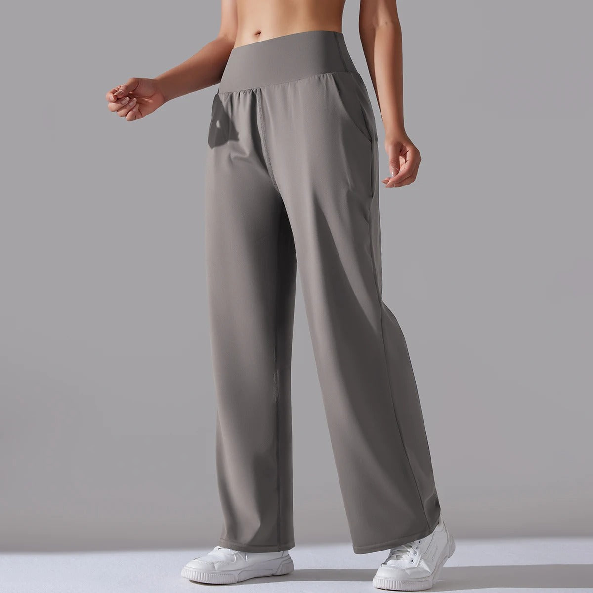 Elegant High-Waist Wide Leg Trousers for Women – Office Chic Loose Fit Pants