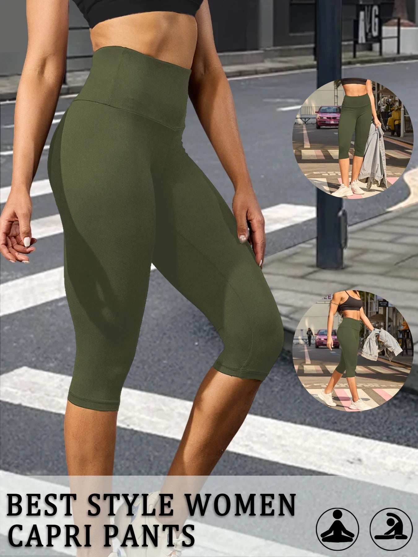 High-Waisted Capri Sculpt Leggings – Ultra Soft Push-Up Fit for Women