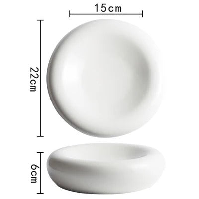 Japanese Style Matte Black Ceramic Dinner Plate – 9-Inch Deep Round Dish for Pasta, Dessert & More