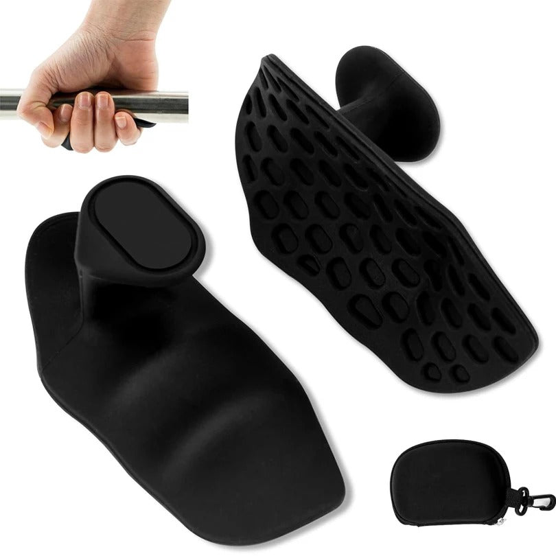 Black Anti-Slip Workout Grips - Ergonomic Rubber Hand Protector Gloves for Weight Lifting, Pull-Ups, Gym Training and Exercise, for Men and Women
