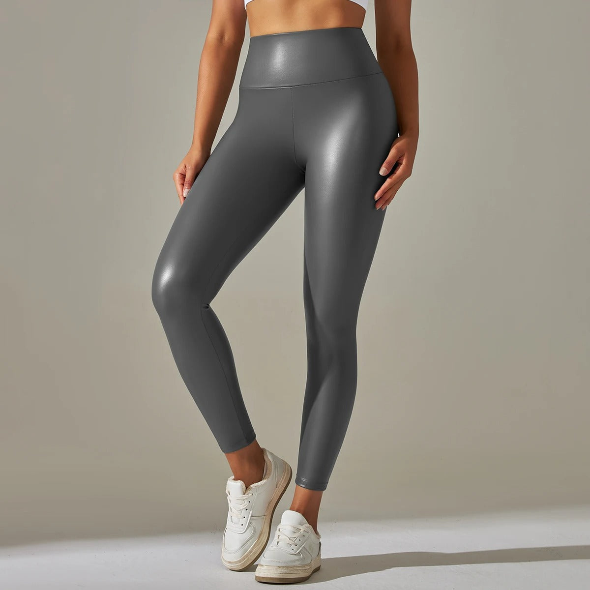 LuxeFit High-Waist PU Leather Leggings – Stretchy, Sculpting Yoga Pants for Women