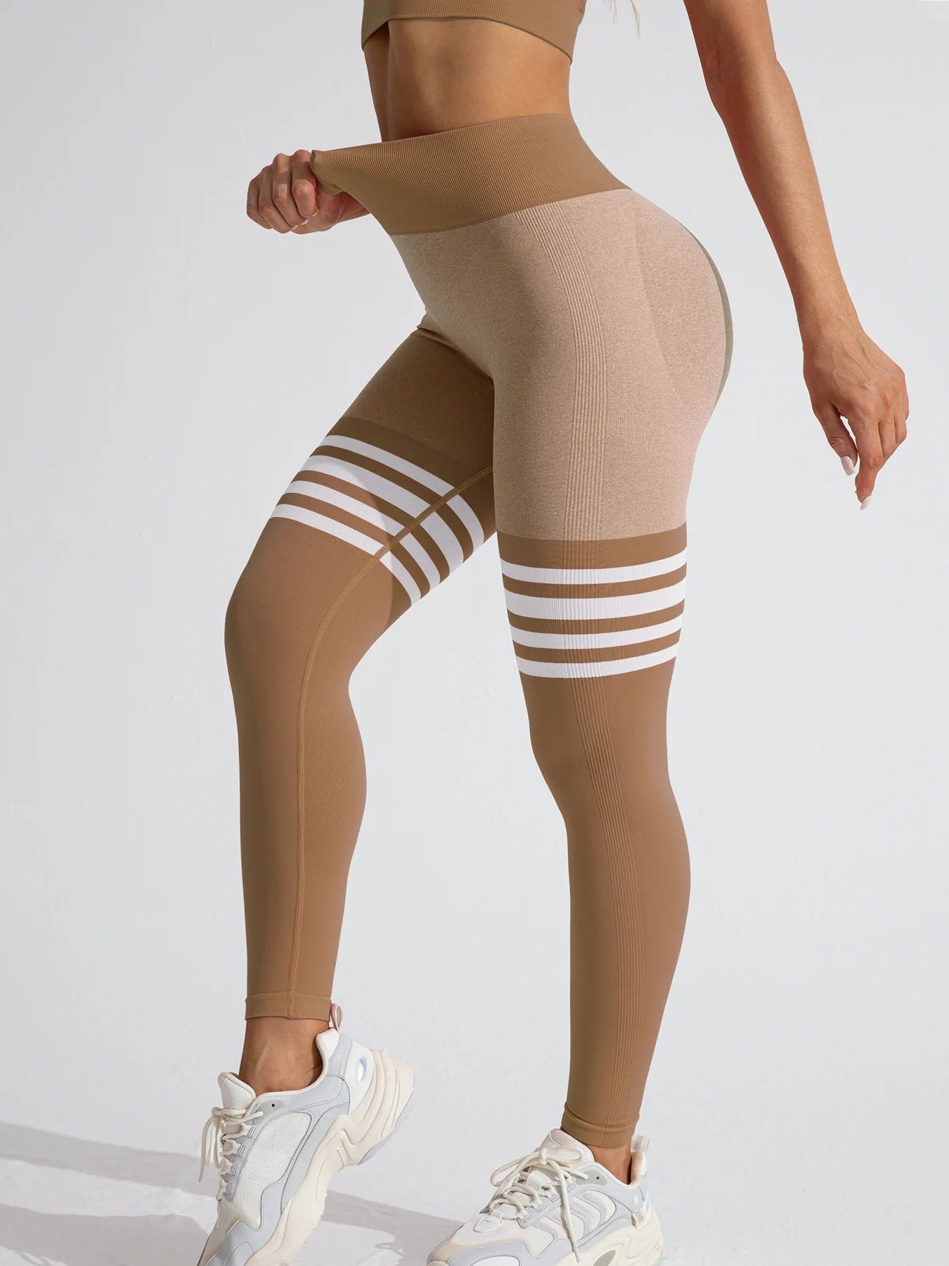 Striped High Waist Leggings for Women – Sexy Outdoor Fitness Tights Yoga Gym Running Activewear Trousers
