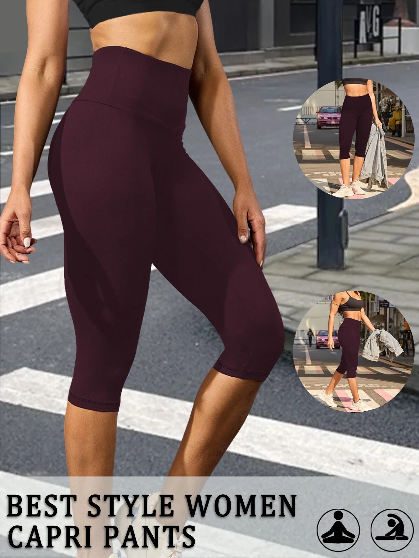 High-Waisted Capri Sculpt Leggings – Ultra Soft Push-Up Fit for Women