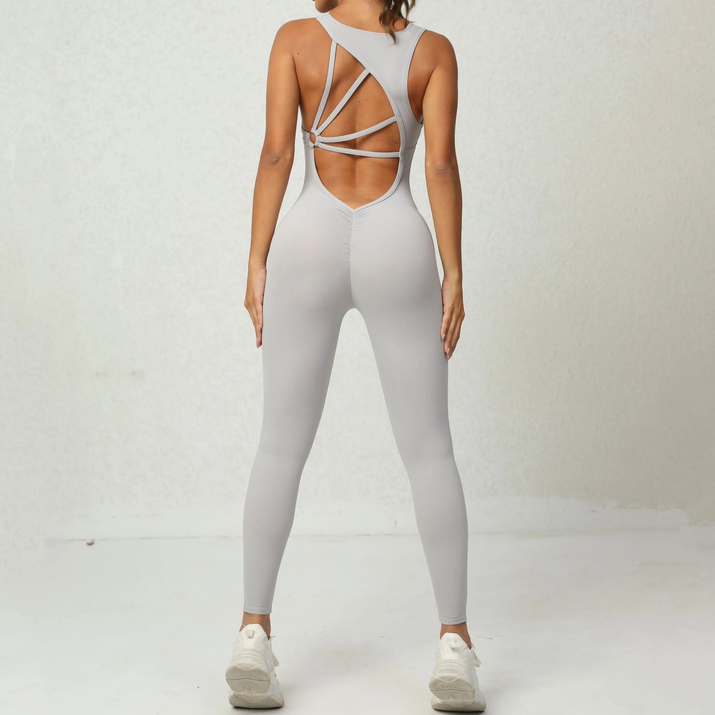 Seamless One-Piece Yoga Jumpsuit for Women – Breathable Sleeveless Gym & Running Bodysuit