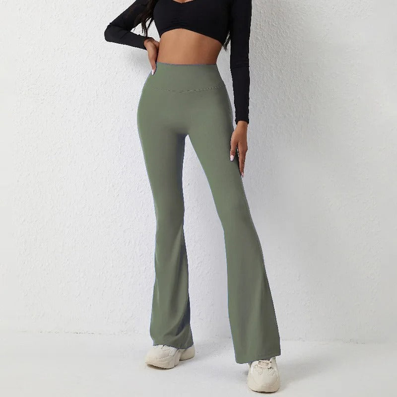 SculptFlare High Waist Yoga Bell-Bottoms – Women's Stretch Fitness Leggings for Gym and Casual Sport