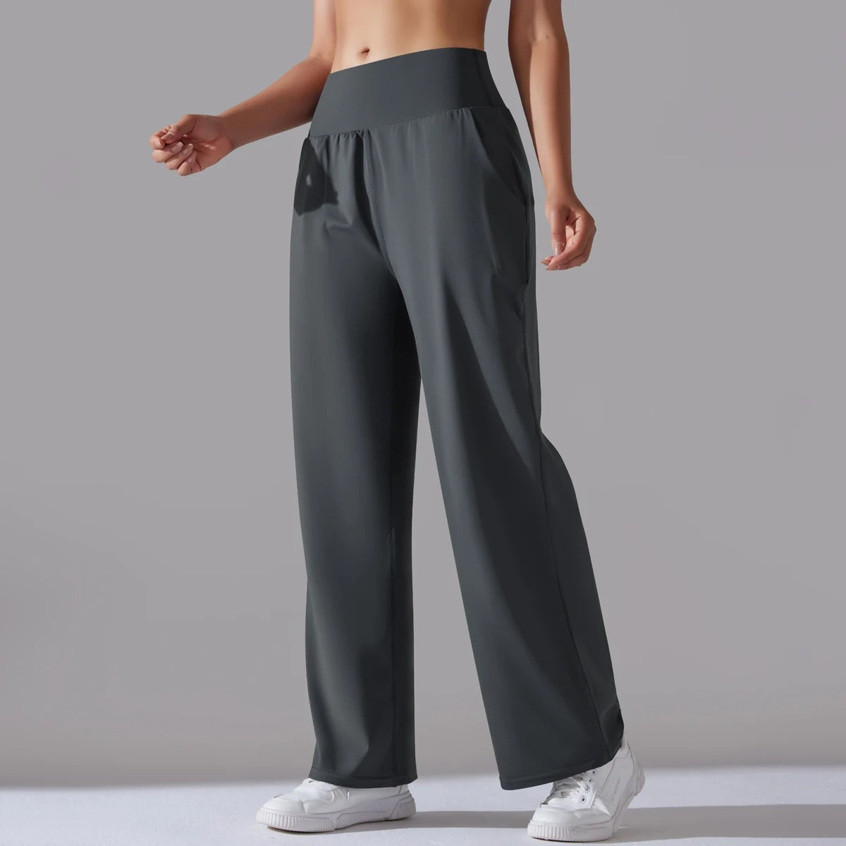 Elegant High-Waist Wide Leg Trousers for Women – Office Chic Loose Fit Pants