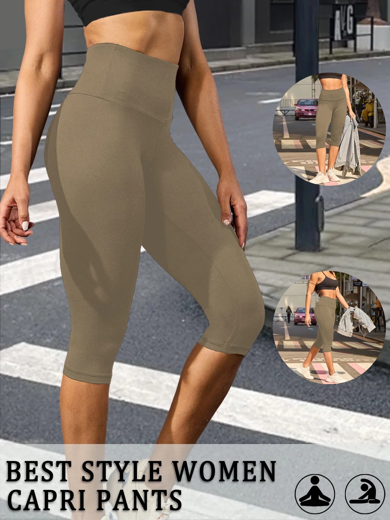 High-Waisted Capri Sculpt Leggings – Ultra Soft Push-Up Fit for Women