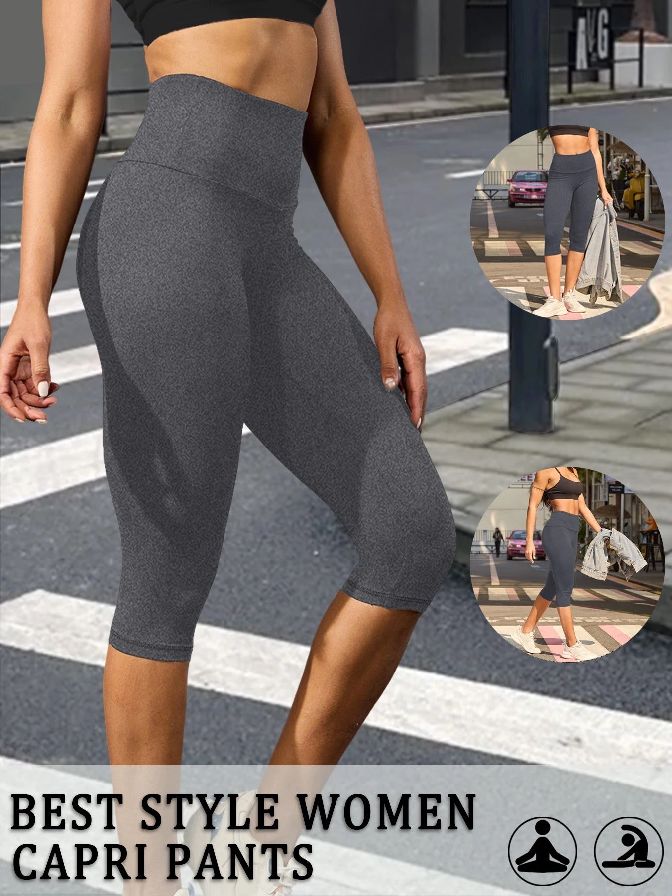 High-Waisted Capri Sculpt Leggings – Ultra Soft Push-Up Fit for Women