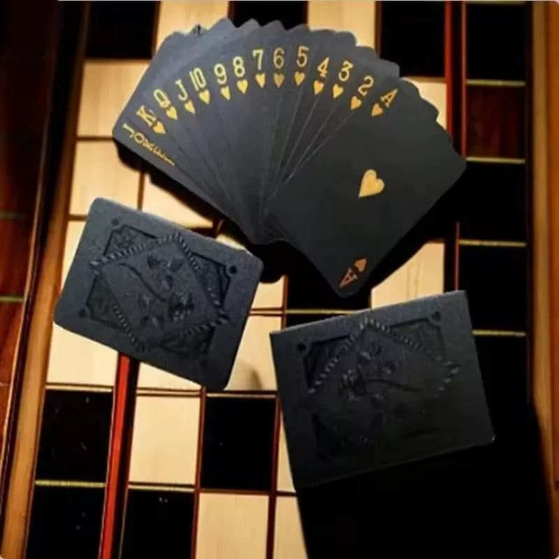 Black & Gold Waterproof Playing Cards – Luxury Poker Deck for Magic, Games & Gifts (2025 Edition)