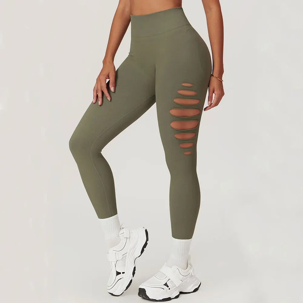 Hollow Seam Sculpt Yoga Leggings – High Waist Seamless Workout Tights