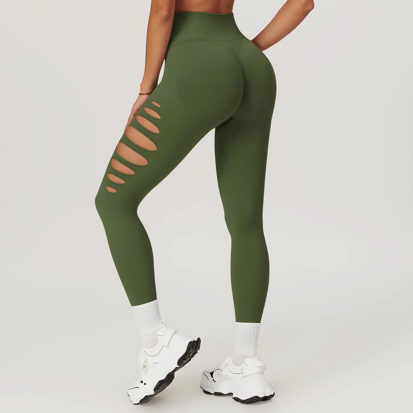 Hollow Seam Sculpt Yoga Leggings – High Waist Seamless Workout Tights