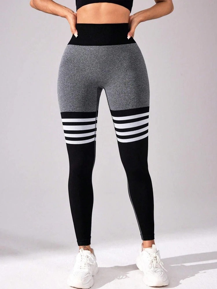 Striped High Waist Leggings for Women – Sexy Outdoor Fitness Tights Yoga Gym Running Activewear Trousers