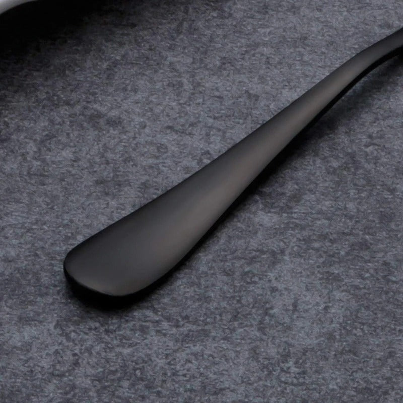 Luxury Black Teaspoons – Set of 6 Stainless Steel Mini Dessert & Ice Cream Spoons