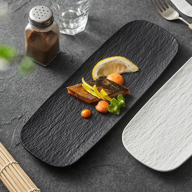 Minimalist Frosted Ceramic Serving Plate – Design for Sushi, Snacks & Appetizers