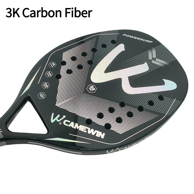 3K Carbon Fiber Beach Tennis Racket – Lightweight Pro Paddle with EVA Core, Wrist Guard & Bag