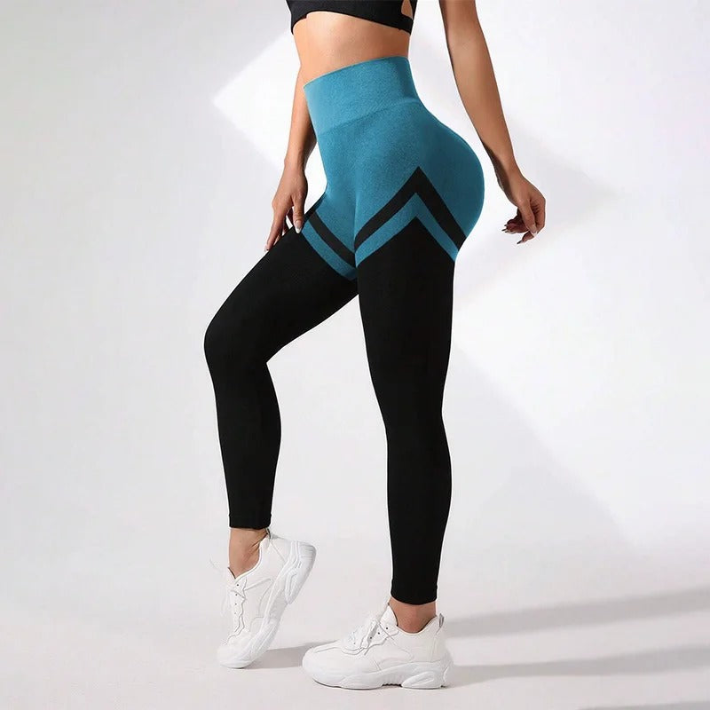 VibeFlex Colour Block High-Waist Fitness Leggings – Women’s Sculpting Activewear for Gym, Yoga & Running
