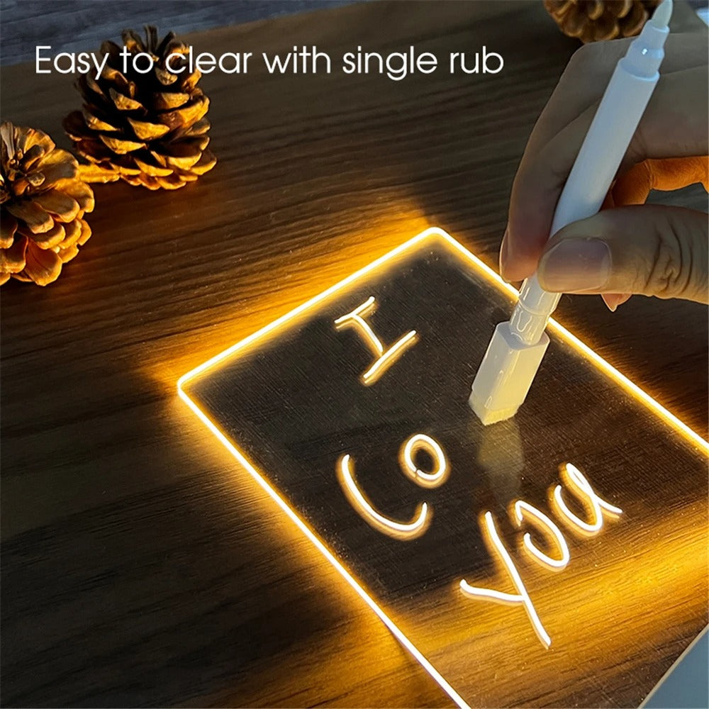 USB LED Acrylic Message Board Night Light with Erasable Pen