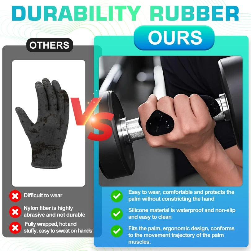 Black Anti-Slip Workout Grips - Ergonomic Rubber Hand Protector Gloves for Weight Lifting, Pull-Ups, Gym Training and Exercise, for Men and Women