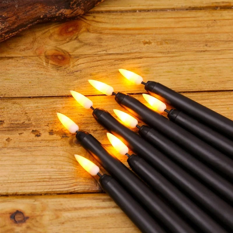 Black LED Flickering Candle 1 pc – Flameless Battery-Operated Votive for Halloween, Church & Gothic Decor