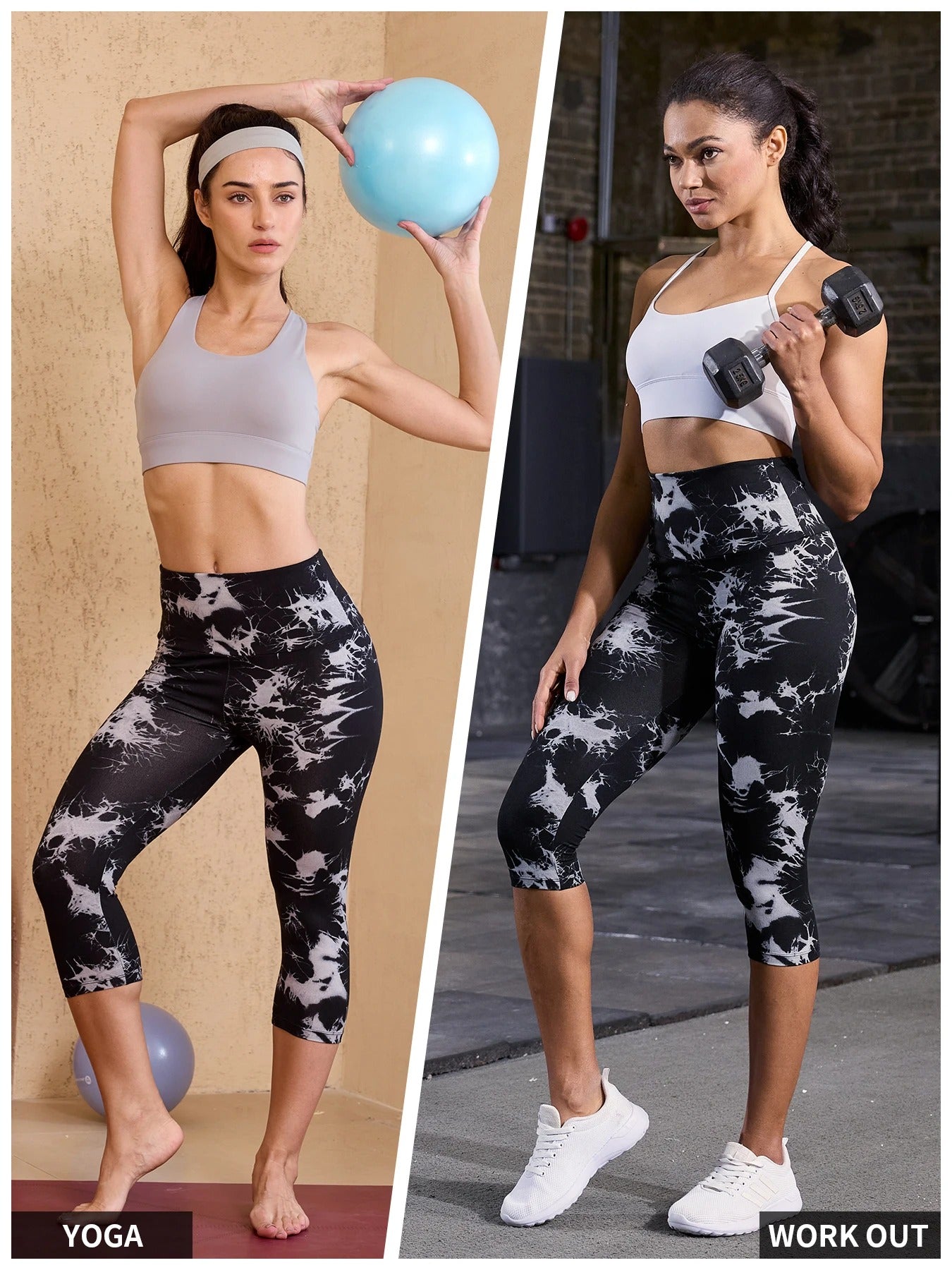 Luxe Tie-Dye High Waisted Capri Leggings – Seamless Push-Up Yoga & Workout Tights