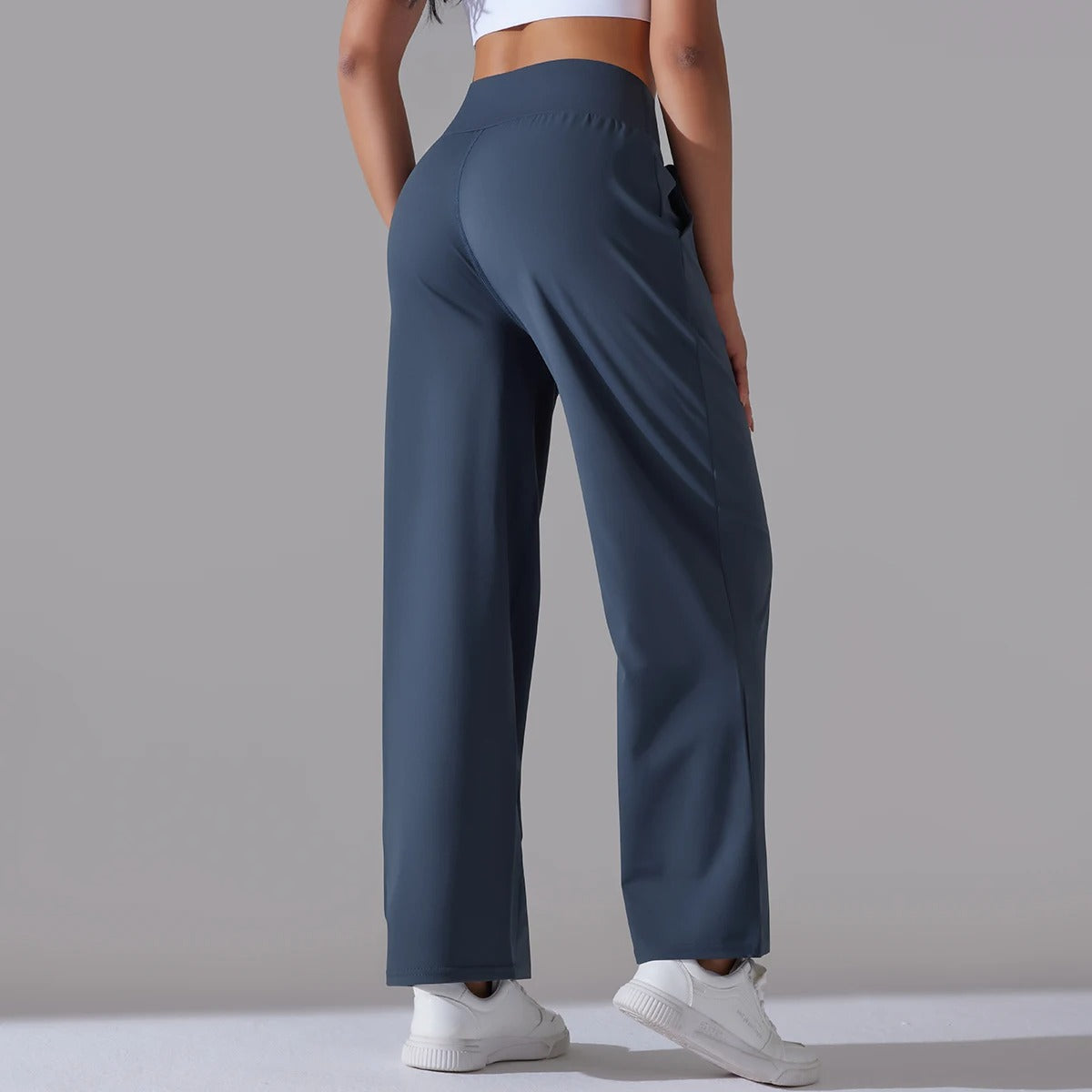 Elegant High-Waist Wide Leg Trousers for Women – Office Chic Loose Fit Pants