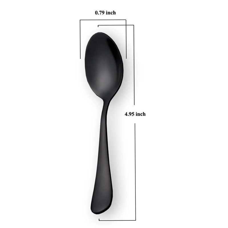 Luxury Black Teaspoons – Set of 6 Stainless Steel Mini Dessert & Ice Cream Spoons