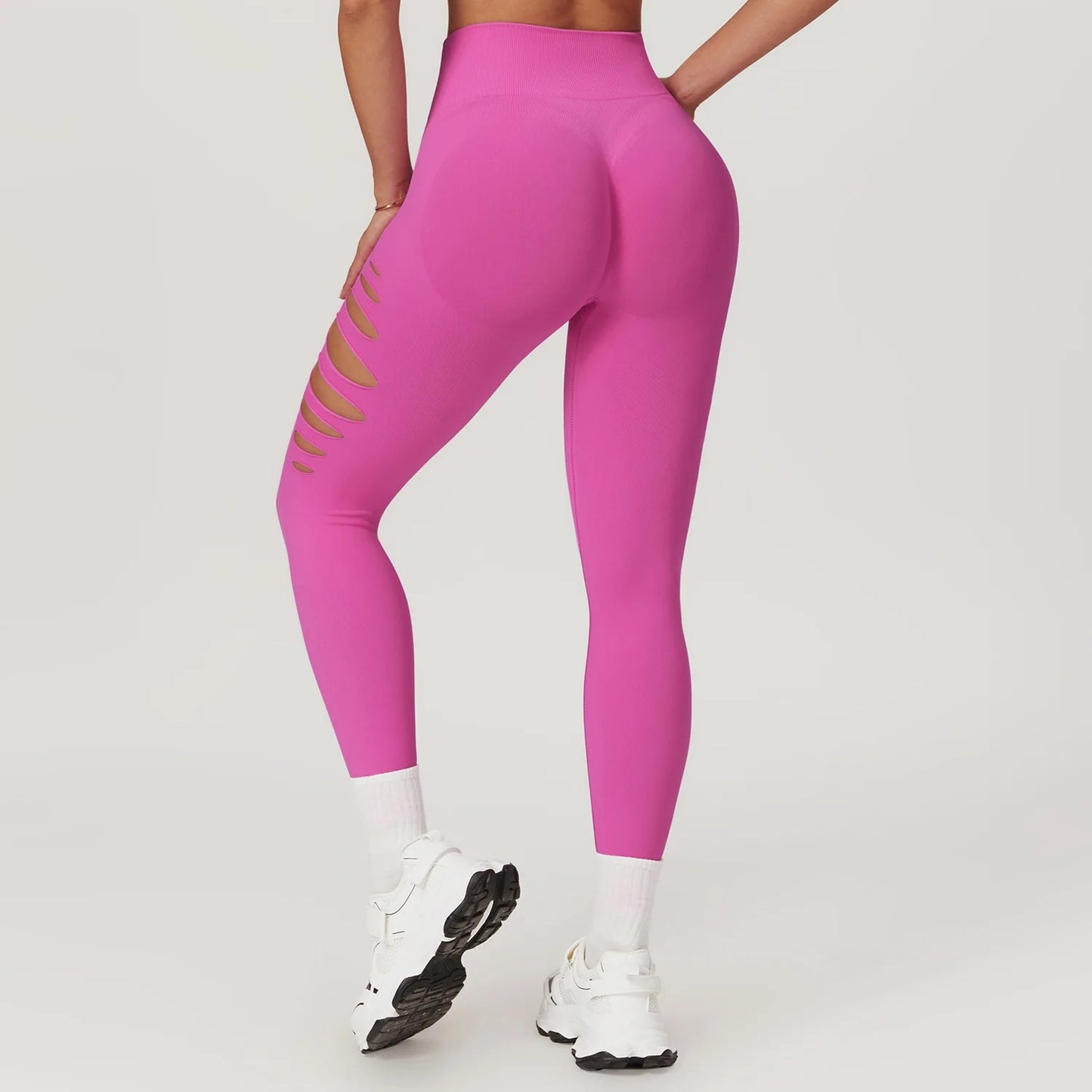 Hollow Seam Sculpt Yoga Leggings – High Waist Seamless Workout Tights