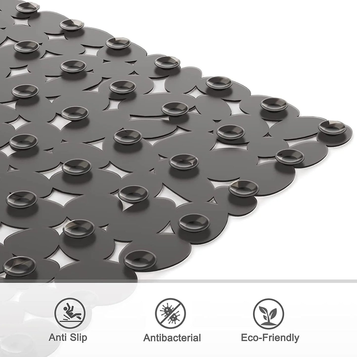 Luxury Black Pebble Shower Bath Mat – Non-Slip PVC Massage Floor Pad