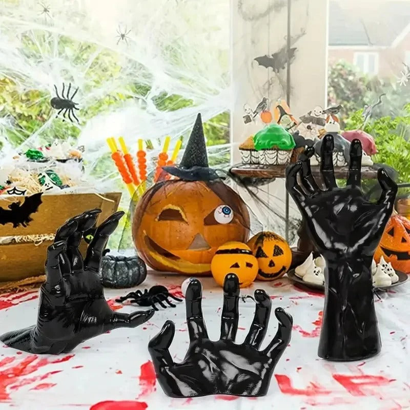 Black Halloween Horror Hand Candle Holder – Wall-Mounted Creepy Ghost Hand Decor (1PC)