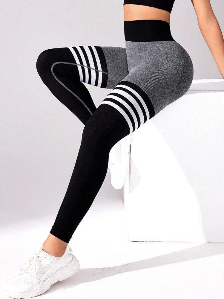 Striped High Waist Leggings for Women – Sexy Outdoor Fitness Tights Yoga Gym Running Activewear Trousers