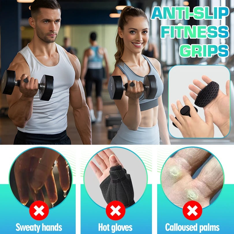 Black Anti-Slip Workout Grips - Ergonomic Rubber Hand Protector Gloves for Weight Lifting, Pull-Ups, Gym Training and Exercise, for Men and Women
