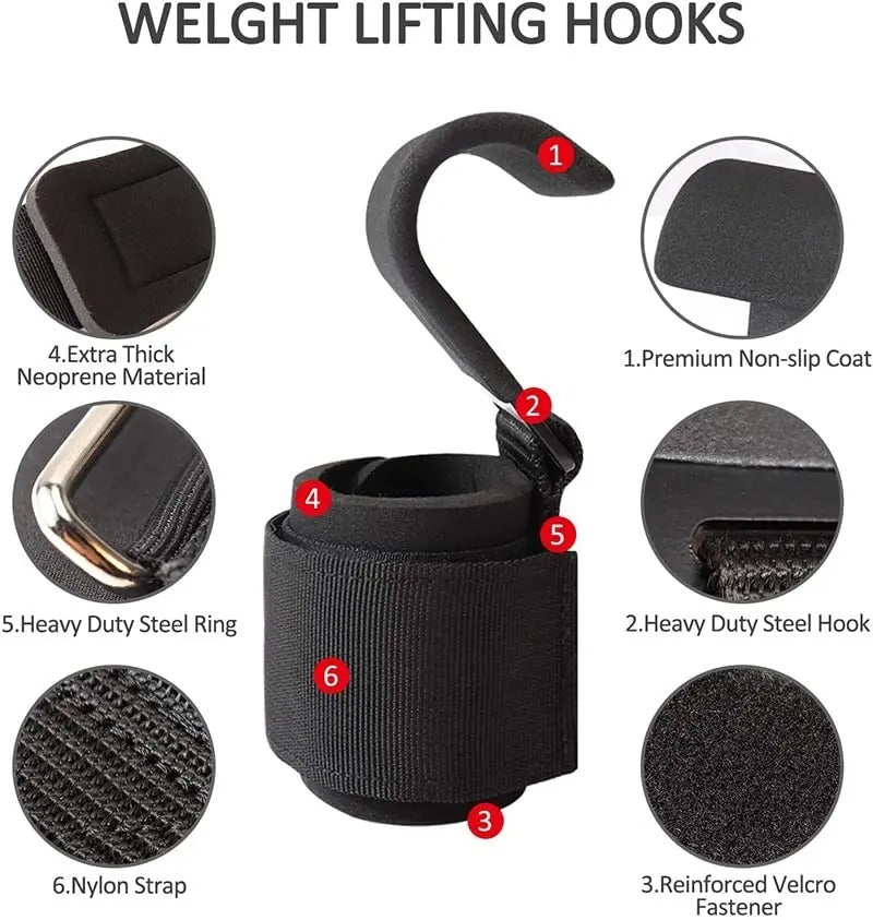 Weight Lifting Hook Grips with Wrist Wraps – Heavy-Duty Support for Powerlifting, Pull-Ups & Gym Training