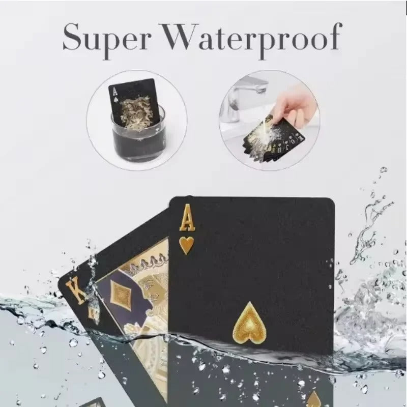 Black & Gold Waterproof Playing Cards – Luxury Poker Deck for Magic, Games & Gifts (2025 Edition)