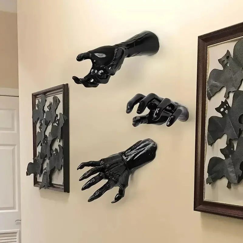 Black Halloween Horror Hand Candle Holder – Wall-Mounted Creepy Ghost Hand Decor (1PC)
