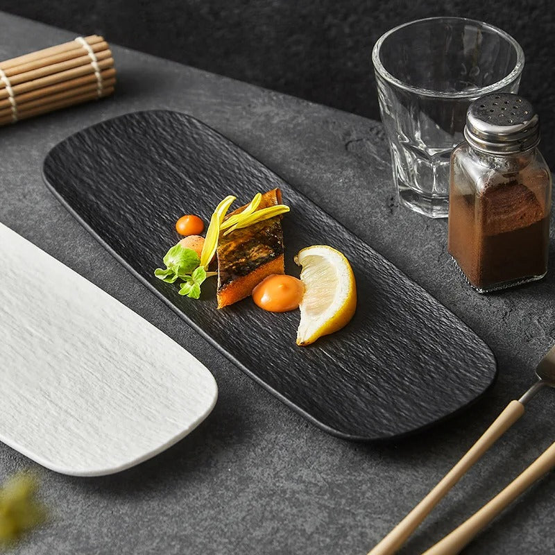 Minimalist Frosted Ceramic Serving Plate – Design for Sushi, Snacks & Appetizers