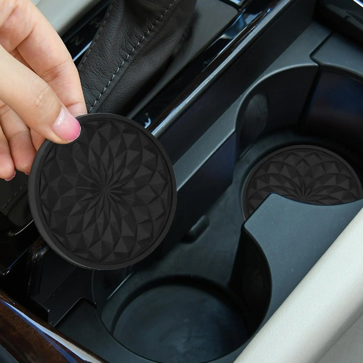 Black Luxury Silicone Coaster Set – 6 PCS Round Drink Mats for Coffee, Beer, Mugs & Car Use