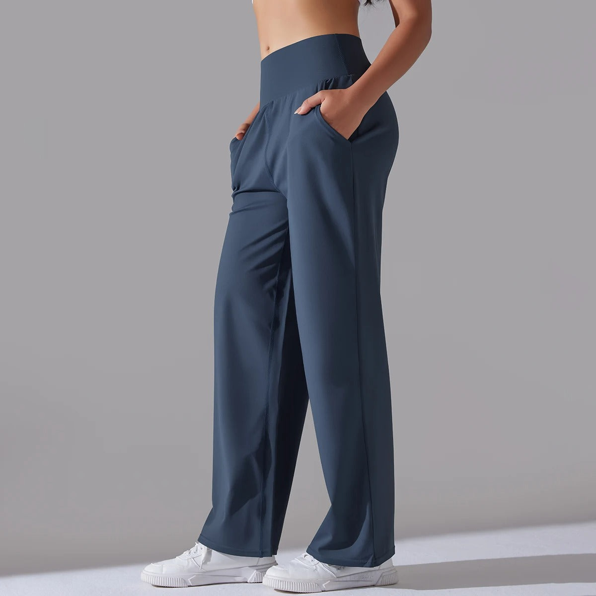 Elegant High-Waist Wide Leg Trousers for Women – Office Chic Loose Fit Pants