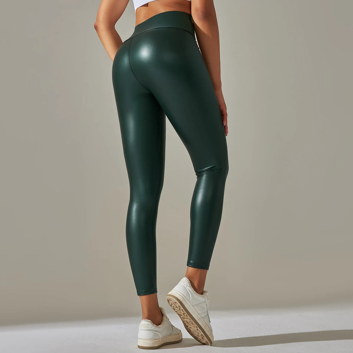 LuxeFit High-Waist PU Leather Leggings – Stretchy, Sculpting Yoga Pants for Women