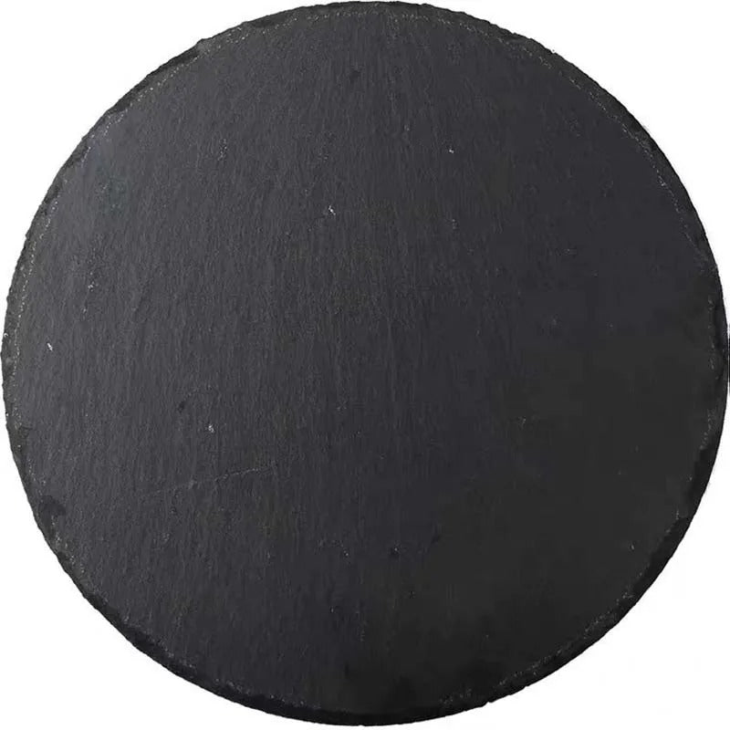 Japanese Style Black Slate Sushi Plate – 20 cm Luxury Rock Dining Plate for Western Cuisine and Grilled Meats