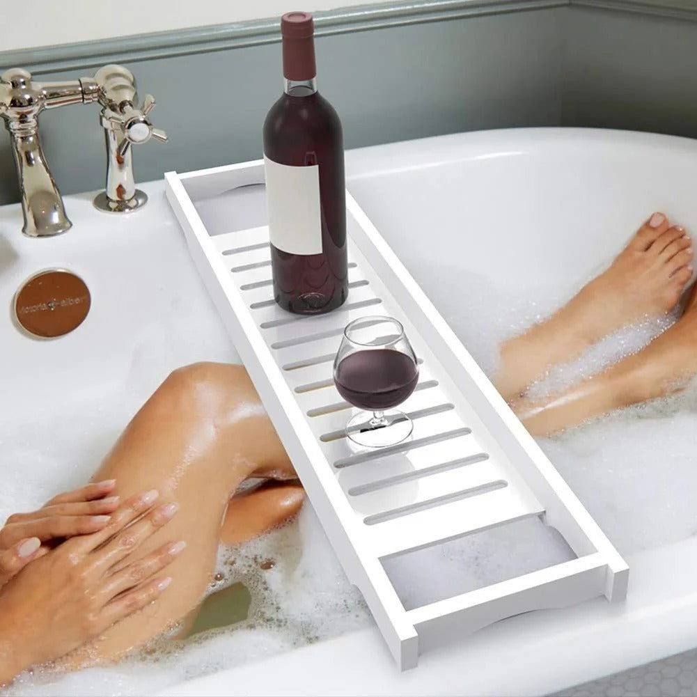 Bamboo Bath Tray – Wooden Bathtub Rack Organizer