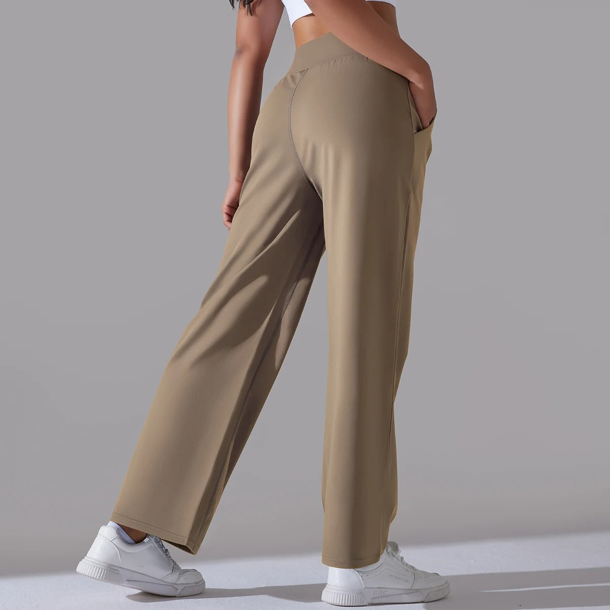 Elegant High-Waist Wide Leg Trousers for Women – Office Chic Loose Fit Pants