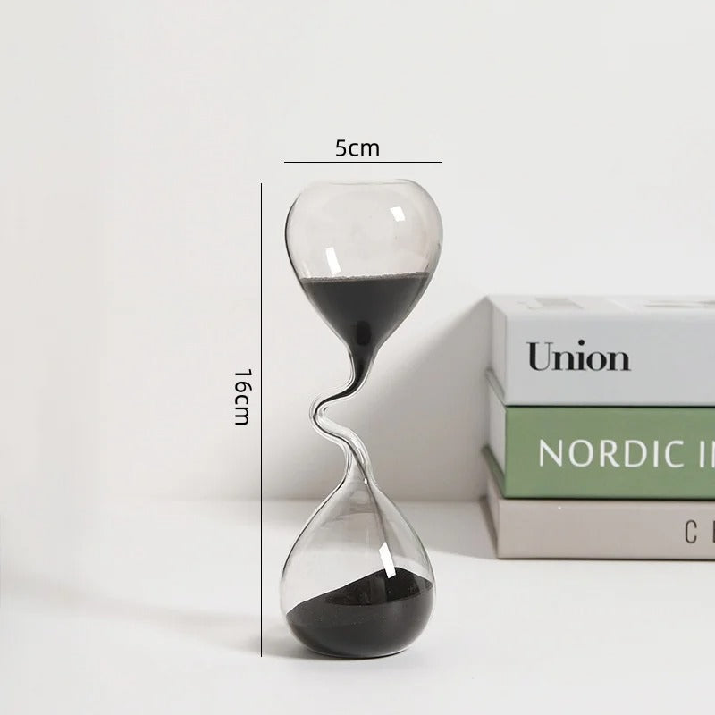 Creative Black Sand Hourglass Sculpture – Modern Desk & Living Room Decor