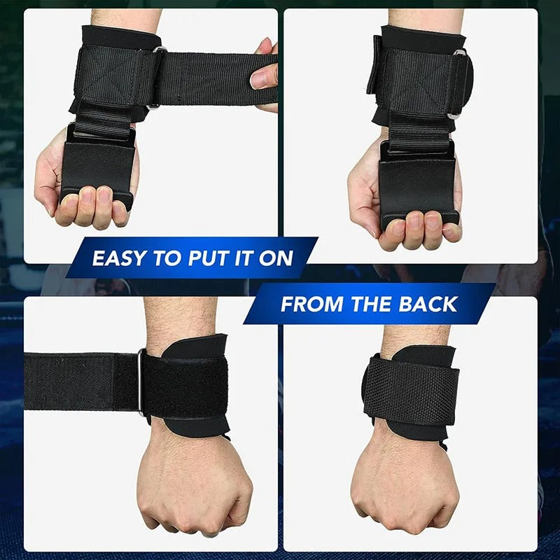 Weight Lifting Hook Grips with Wrist Wraps – Heavy-Duty Support for Powerlifting, Pull-Ups & Gym Training
