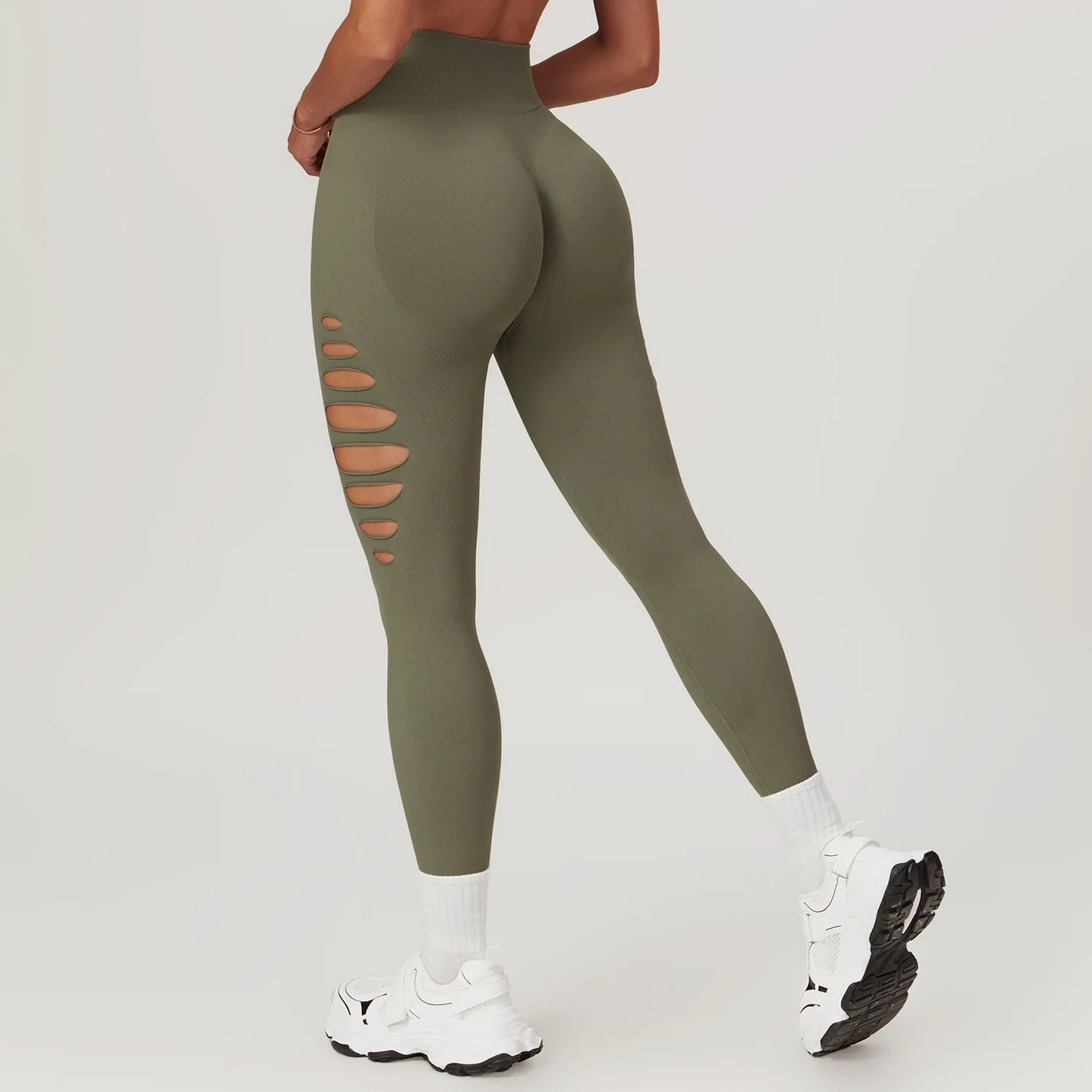 Hollow Seam Sculpt Yoga Leggings – High Waist Seamless Workout Tights