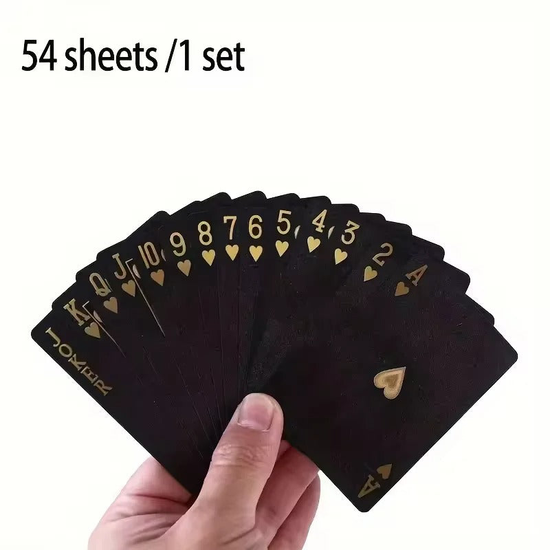 Black & Gold Waterproof Playing Cards – Luxury Poker Deck for Magic, Games & Gifts (2025 Edition)