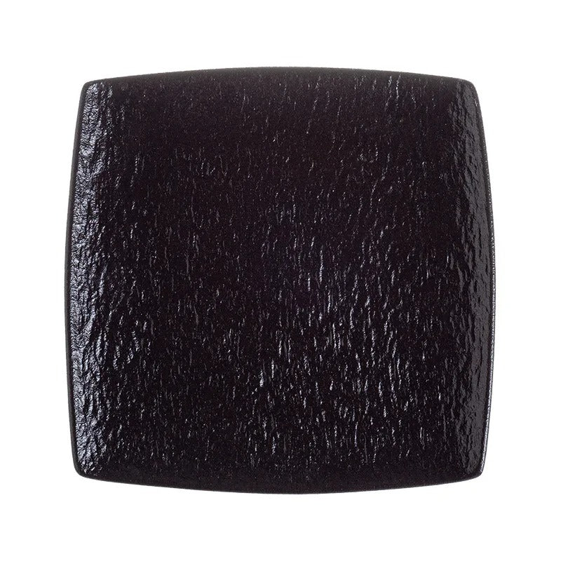 High Quality Matte Ceramic Dinner Plates – 9-Inch Square Retro Dishes in Black & White