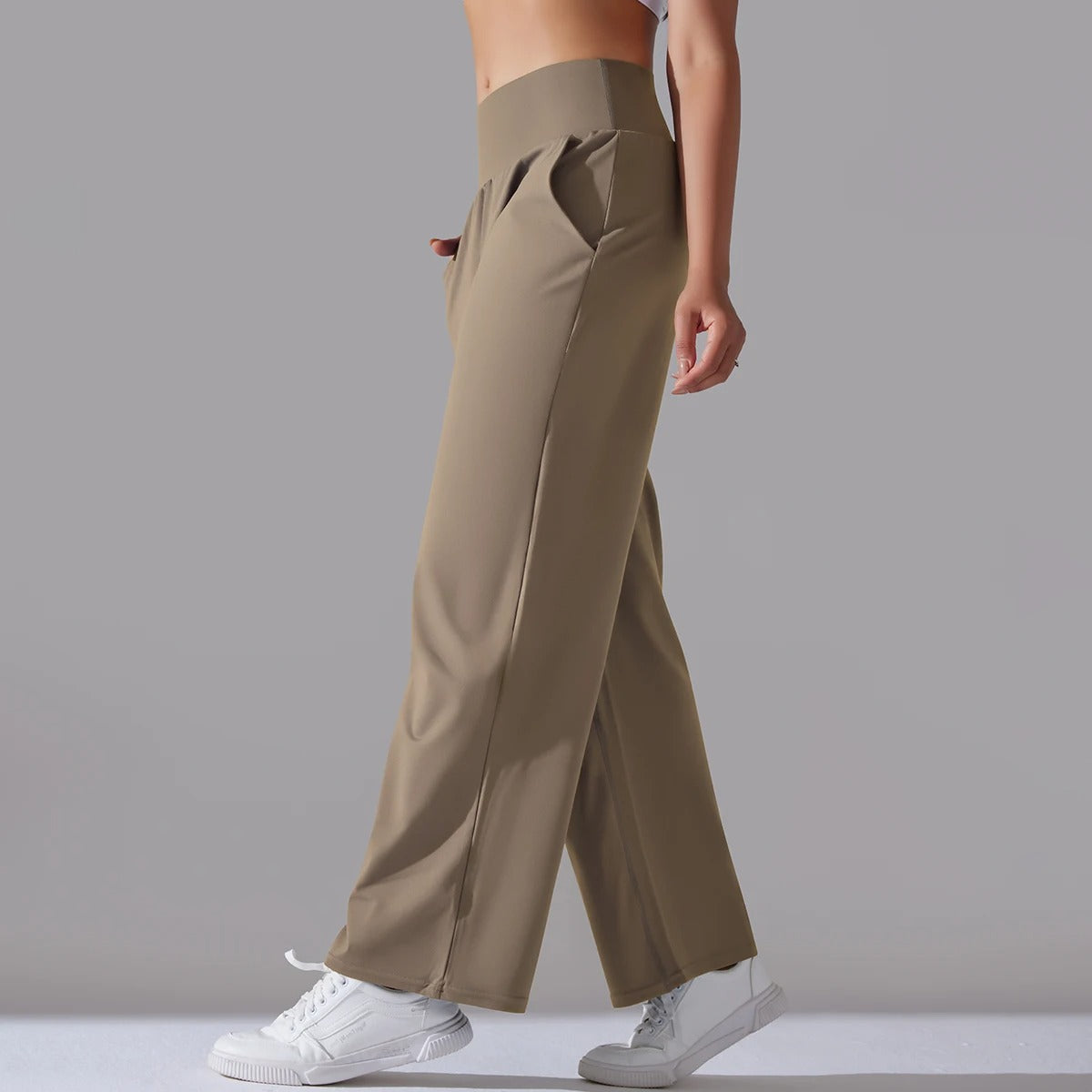 Elegant High-Waist Wide Leg Trousers for Women – Office Chic Loose Fit Pants