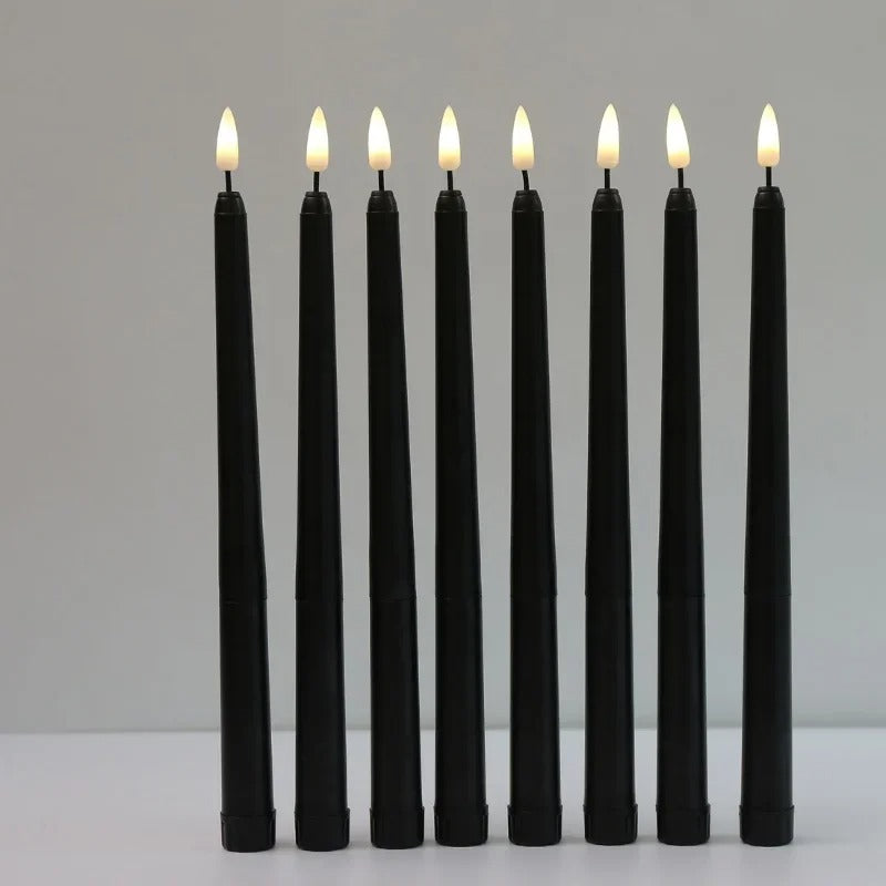 Black LED Flickering Candle 1 pc – Flameless Battery-Operated Votive for Halloween, Church & Gothic Decor