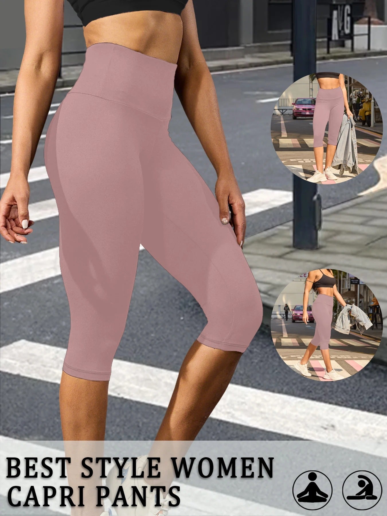 High-Waisted Capri Sculpt Leggings – Ultra Soft Push-Up Fit for Women
