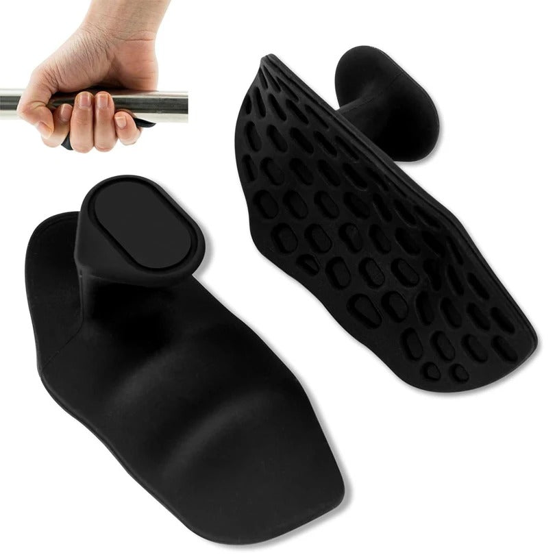 Black Anti-Slip Workout Grips - Ergonomic Rubber Hand Protector Gloves for Weight Lifting, Pull-Ups, Gym Training and Exercise, for Men and Women